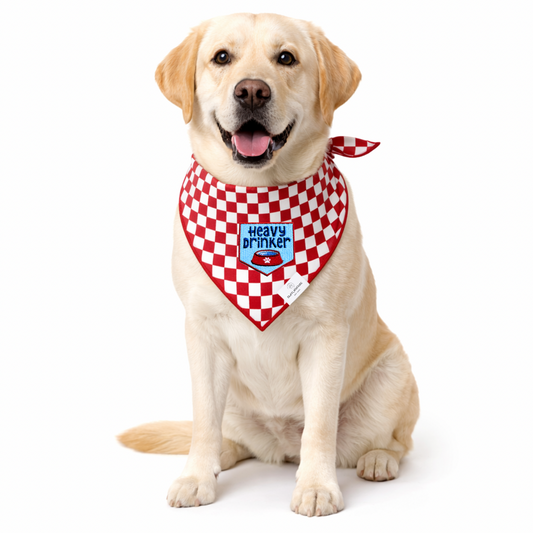 Heavy Drink Red Checkered Dog Bandana - Ready to Ship