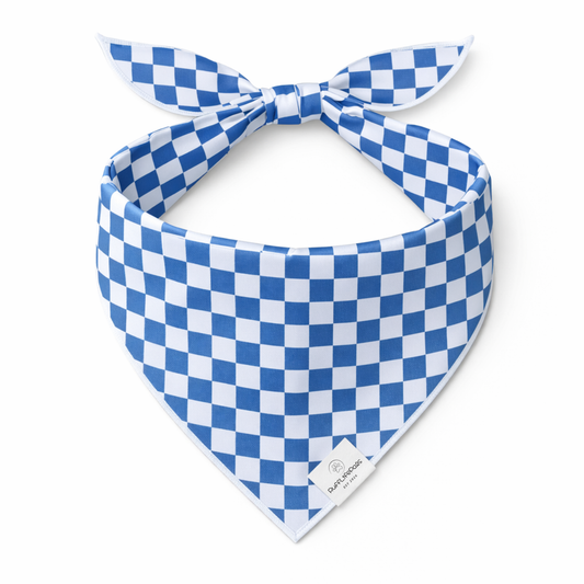 Blue Checkered Dog Bandana