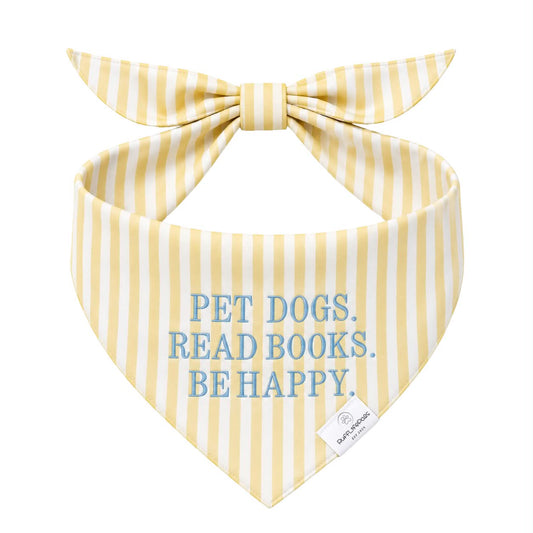 Yellow Striped Pet Dogs Read Books Bandana