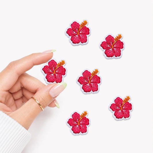 Mini Hibiscus Flower Embroidered Patch