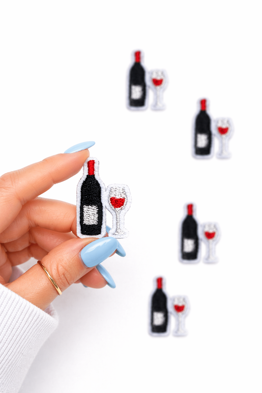 Mini Wine Bottle Glass Embroidered Patch
