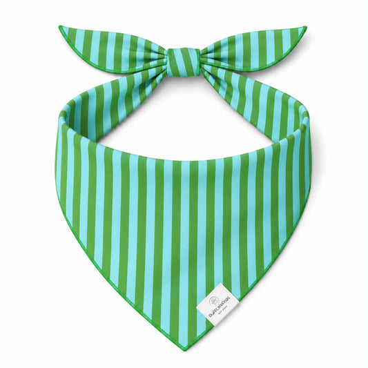 Custom Green & Aqua Stripes Dog Bandana