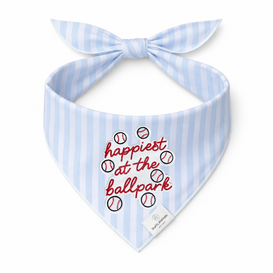 Glitter Happiest At The Ballpark Baseball Dog Bandana