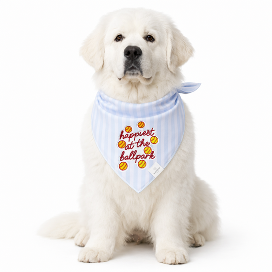 Happiest At The Ballpark Softball Dog Bandana - Ready to Ship