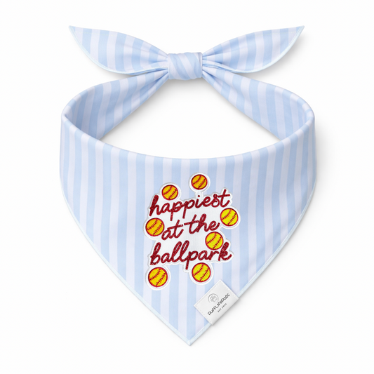 Glitter Happiest At The Ballpark Softball Dog Bandana