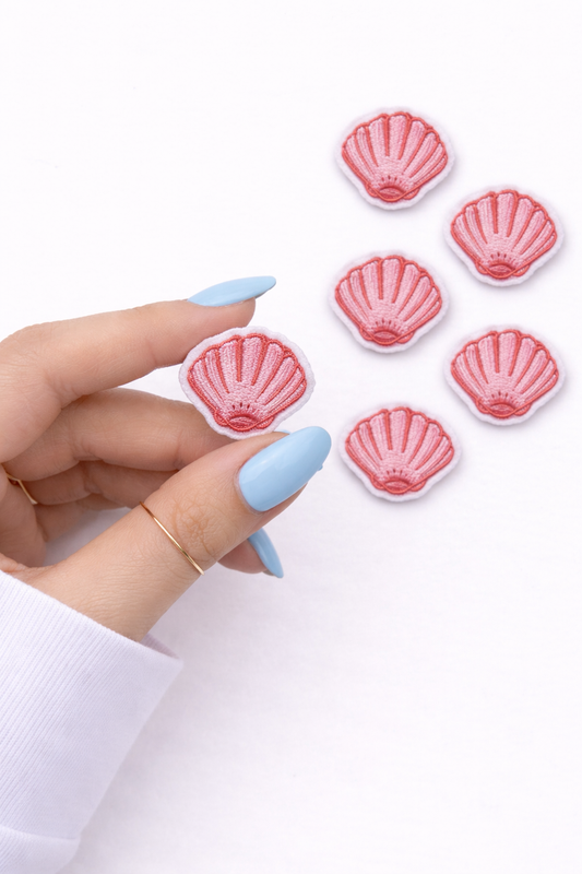 Mini Pink Seashell Embroidered Dog Patch
