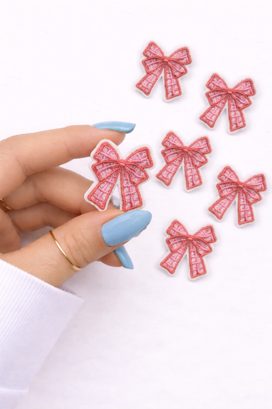 Mini Pink Bow Embroidered Dog Patch