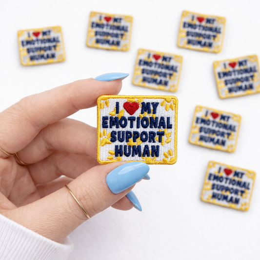 I Love My Emotional Support Human Embroidered Dog Patch