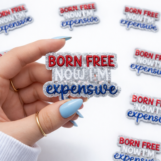 Born Free Now I'm Expensive 4th of July Sequin Dog Patch