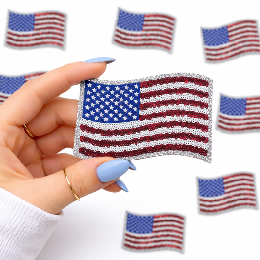 American Flag USA 4th July Sequin Dog Patch