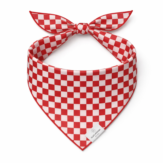 Custom Red Checkered Dog Bandana