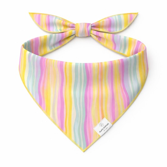Custom Pastel Wavy Stripes Dog Bandana
