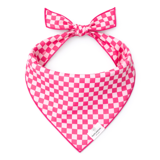 Custom Hot Pink Checkered Dog Bandana