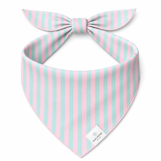 Custom Pink & Mint Stripes Dog Bandana